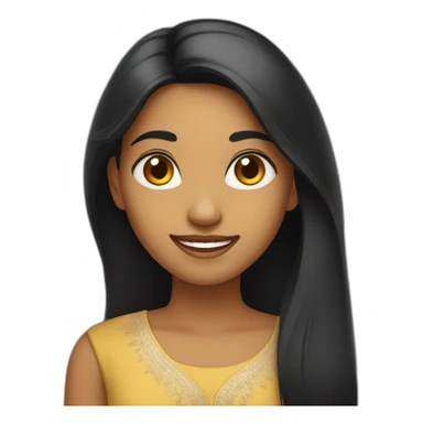 Indian-girl-with-long-black-hair-and-long-face-smiling sticker