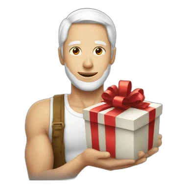 man white skin giving gift sticker