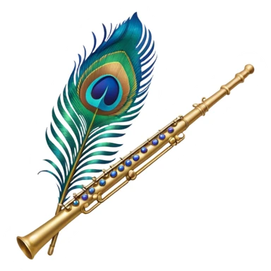 Peacock feather with a flute sticker