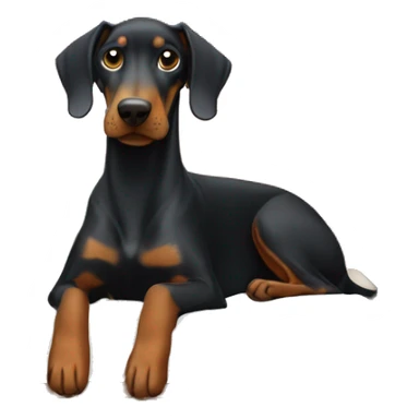 Doberman in a dog bed  sticker