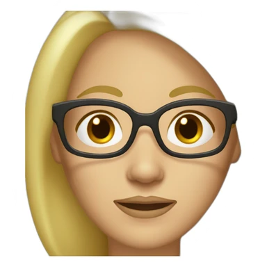 middle aged blond woman glasses dark brown eyes sticker