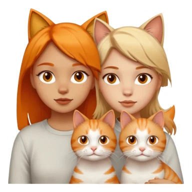 Two dirty girls with white and orange cat sticker