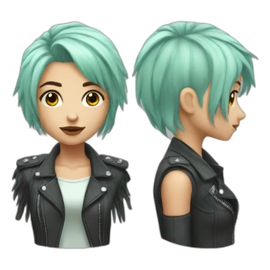 mint gray hair punk girl sticker