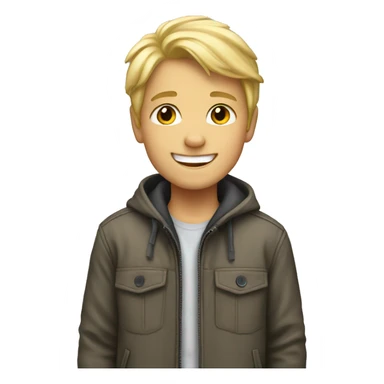 smiling blonde boy in jacket sticker