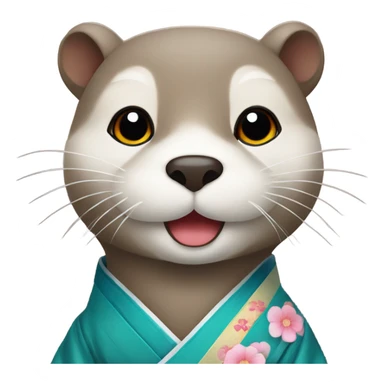 a otter face wearing traditional korean hanbok sticker