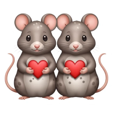two fat little rats holding hearts one grey with white spots the other warm brown sticker