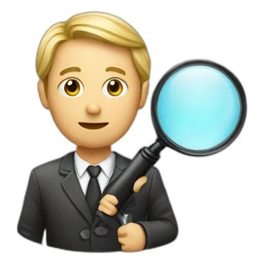 investigator with a magnifying glass sticker