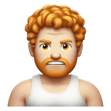 obese ginger kid with long hair and white tank top angry  sticker