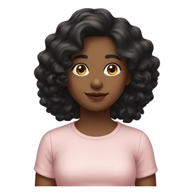 realistic portrait of girl with wavy black hair wearing a light pink top sticker