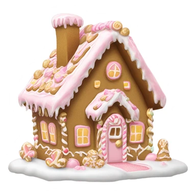 light pink and gold and white gingerbread house sticker