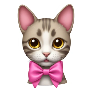 CAT with bow pink  sticker