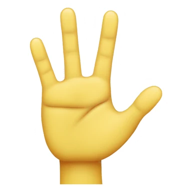 yellow emoji hand showing the palm with only the index, middle, and pinky fingers up. The thumb should be holding the ring finger. It needs to be a real hand and make sure there are only five fingers in the natura order. sticker