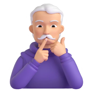 character with finger on lips making shush gesture, pointing at jaw, pressing cheekbones sticker