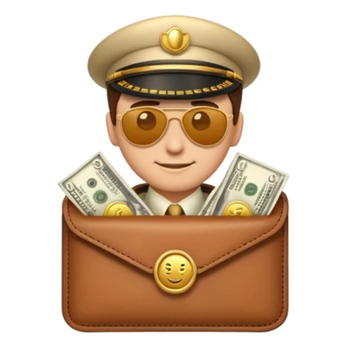 Aviator money emoji, wallet full of cash, casino vibe, premium 3D emoji style, clean, no background
 sticker