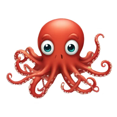 red cartoon octopus with scared sticker
