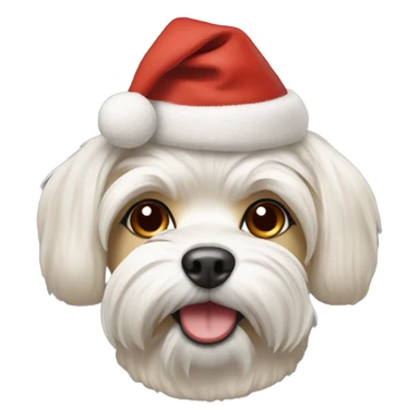 Beige maltese in a Christmas hat sticker