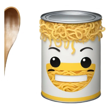 Ramen on the paint can that has cute face sticker