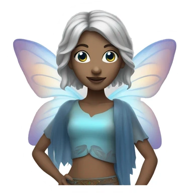 female hippie fairy with blue eyes and short gray hair sticker