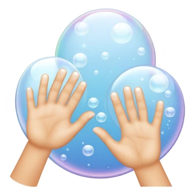 Closeup hands foaming soap bubbles sticker