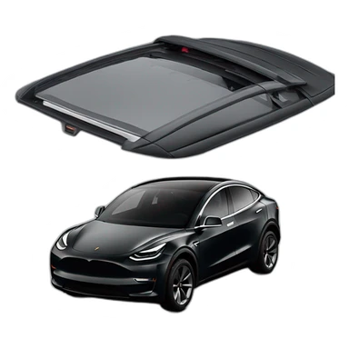 black tesla model y with roof racks sticker