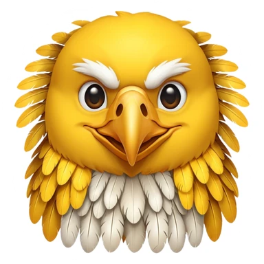 yellow eagle with a big smile facing forward sticker