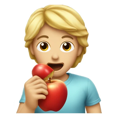 Biting an apple sticker