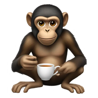 monkey with gun playing football and drinking tea  sticker