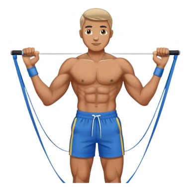fit man with blue shorts resistance bands exercises sticker