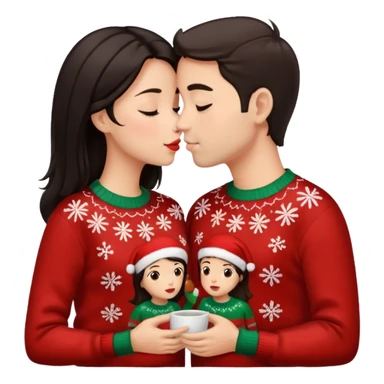 date night christmas couples, dark hair, about to kiss each other sticker