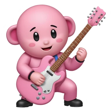 Kirby plays a base guitar sticker