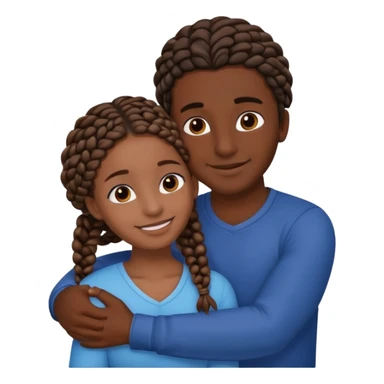 dark skin, black girl with black and brown braids, hugging her Mediterranean boyfriend with brown hair and dark skin sticker