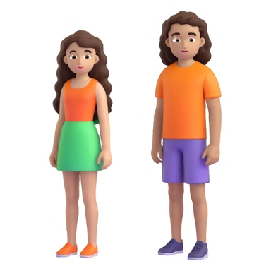 long light brown hair girl with pale skin and boy with black curly hair and tanned skin looking at each other sticker
