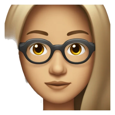 Long brown straight hair 30 year old with ocean eyes in clear octagonal frames sticker