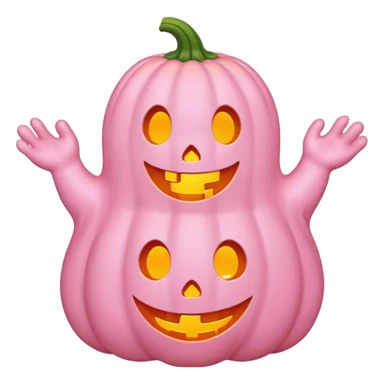 pastel pink ghost with orange pumpkin kawaii style sticker