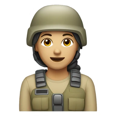 operator dressed in khaki color with a milatary helmet, without glasses, preferably female sticker