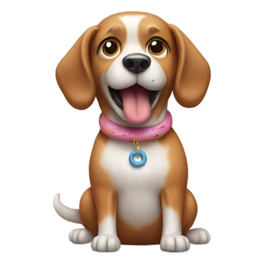 A dog standing on a donut sticker