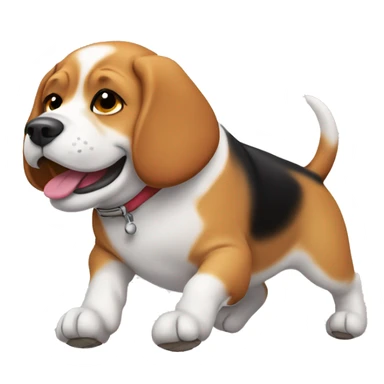 Fat smiling beagle on its back rolling around sticker