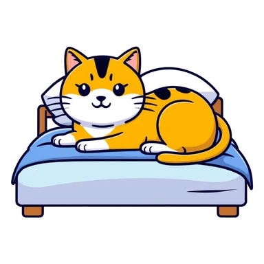 Golden cat on a bed sticker