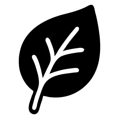 minimalistic flat icon of a leaf, solid green color, simple shape sticker