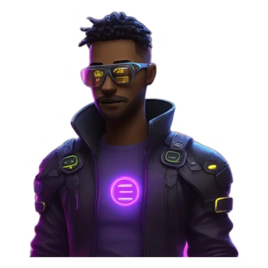 Password hero in a cyberpunk environment with neon lighting. sticker