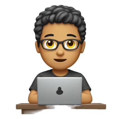 a boy who use a  computer sticker