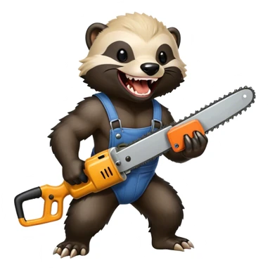 Honey badger going crazy with a chainsaw laughing sticker