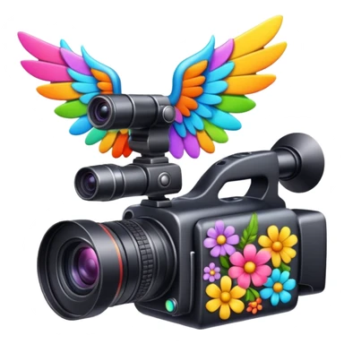 Video camera with elements 1-2 of others emoji( flowers, wings and etc) sticker