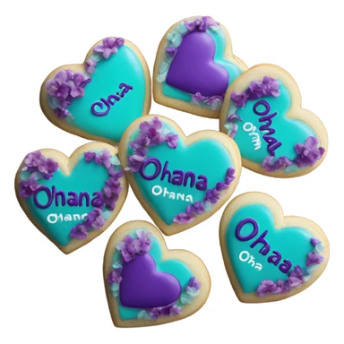 Teal purple Cookie heart with ohana sticker