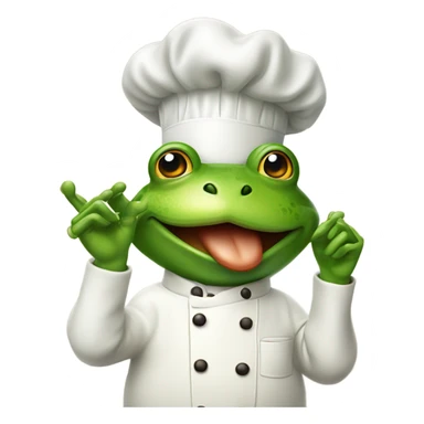 A frog dressed as a chef  kissing its fingers  sticker