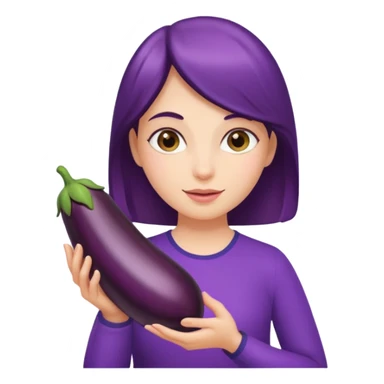 Girl holding an aubergines  sticker