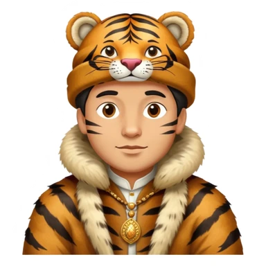 Ancient Russian boyar tiger with fur coat and hat sticker