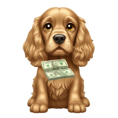Cocker spaniel counting money sticker
