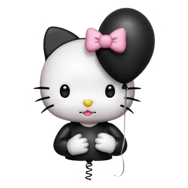 hello kitty with spike stud bracelet holding black balloon sticker
