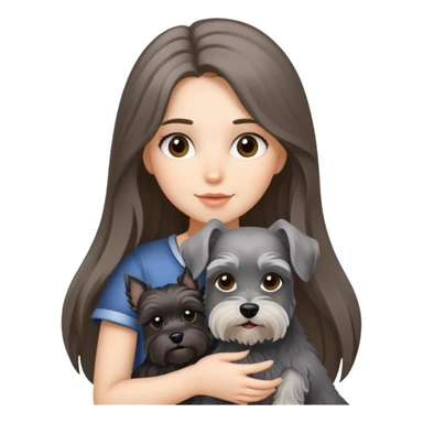 Long-haired girl holding a Schnauzer sticker